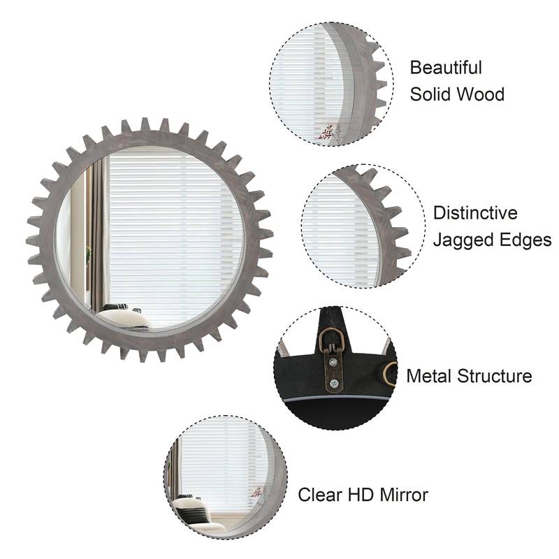 Rustic Gear-Shaped Decorative Mirror