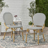 Cozy Bistro Duo: Gray Rattan & Bamboo Chairs