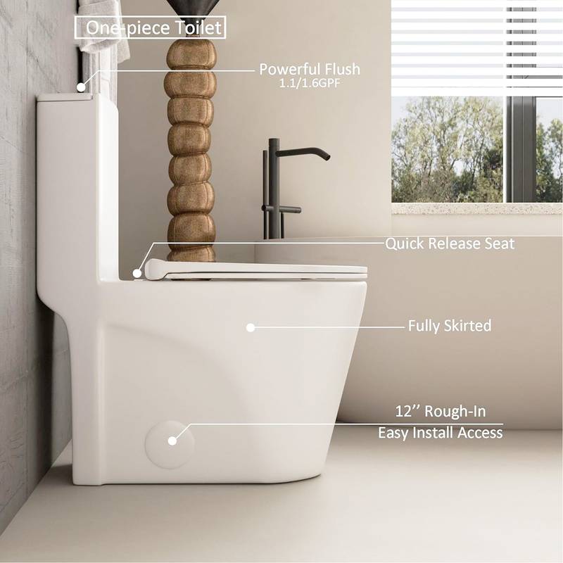 Sleek Dual Flush One-Piece Toilet with Soft-Close Seat