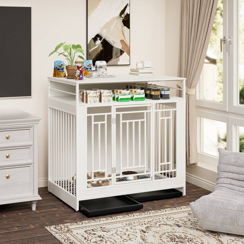 Stylish Wooden Dog Crate with Storage for Large Dogs