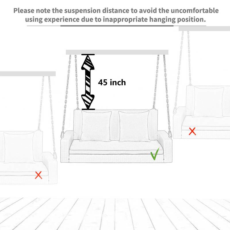 Cozy Duo Wicker Swing with Cushions