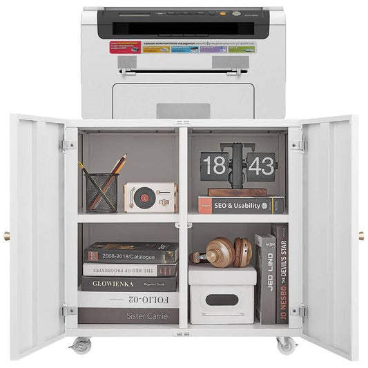 Rolling Printer Storage Cart with Open Shelves