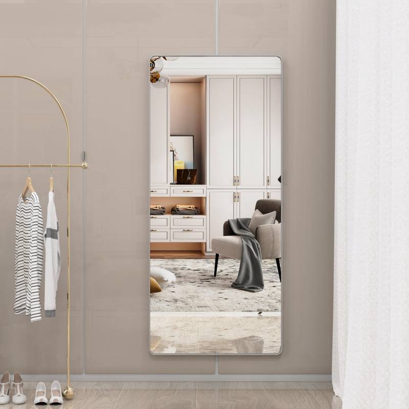 Stylish Full-Length Wall Mirror with Removable Tray