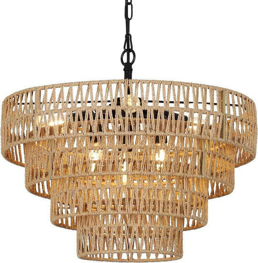 Chic Boho Rattan Chandelier