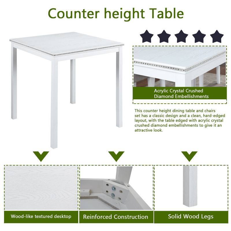 Chic White Counter Height Dining Set