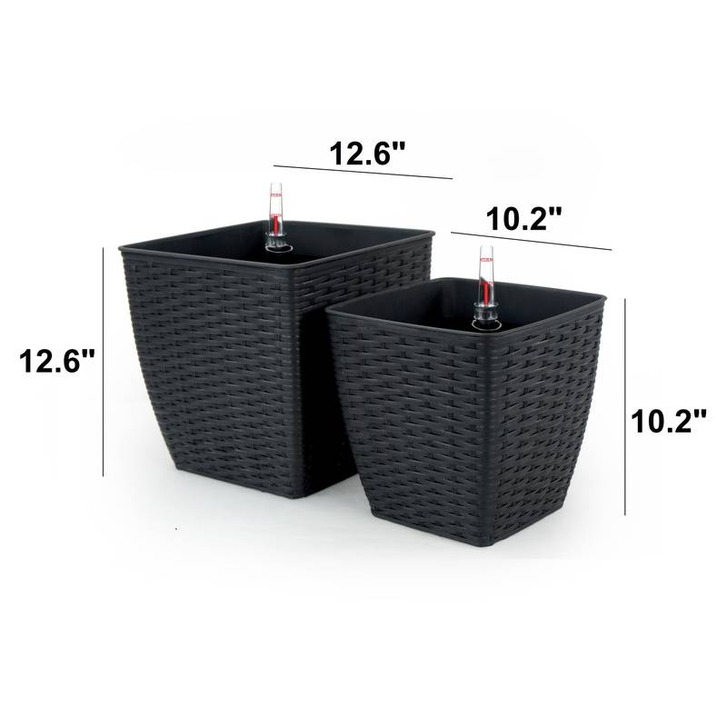 Eco-Woven Self-Watering Planters - Espresso Pair