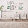 Chic White Dresser & Nightstand Set with Stylish Mirror Accents