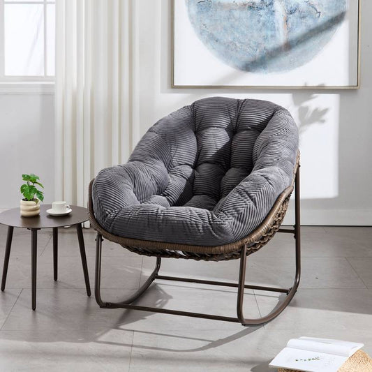 Cozy Rattan Rocker Chair for Outdoor Relaxation