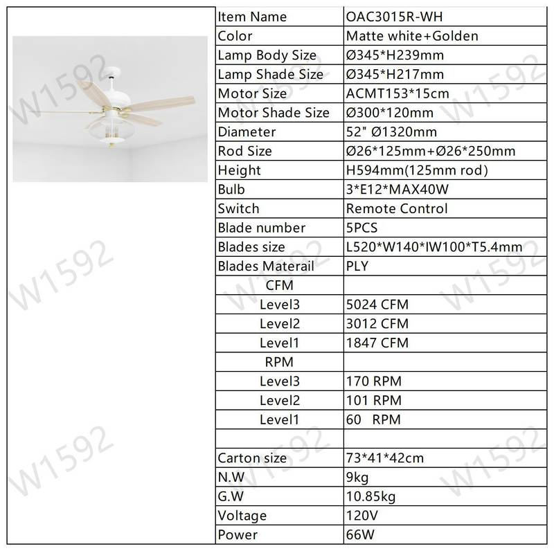 Breezy White Ceiling Fan with Remote