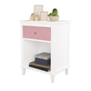 Charming Pink Wooden Nightstand with Shelf & Drawer