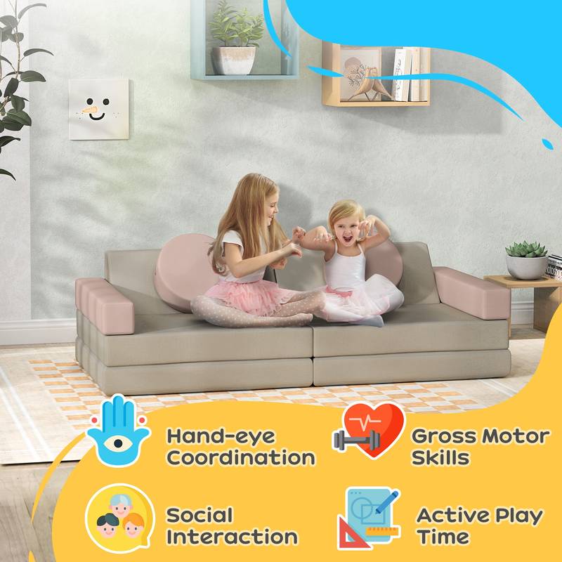 Cozy Kid's Play Couch Set in Pink