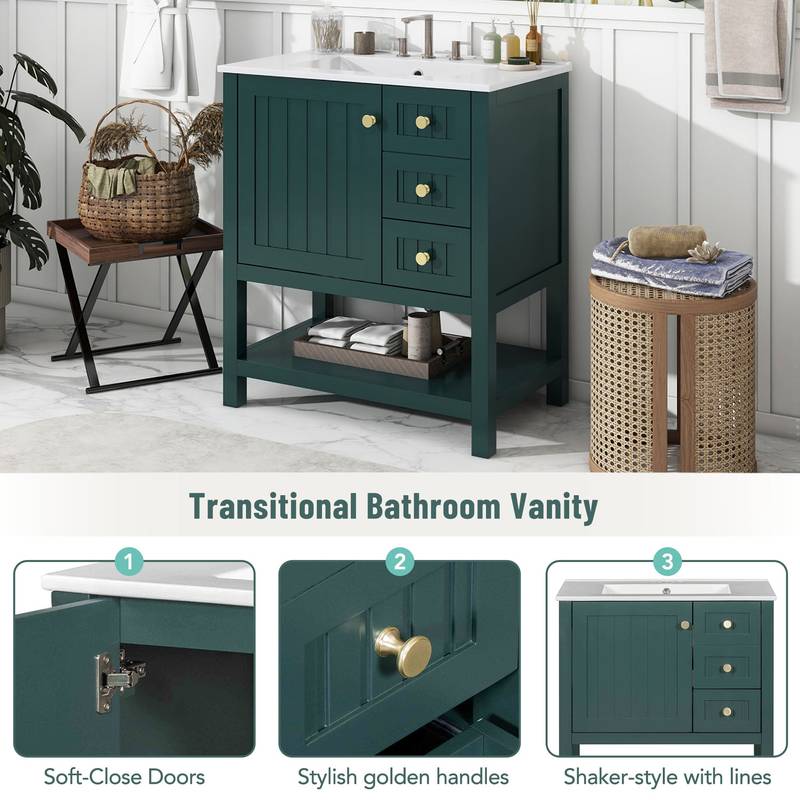 Chic Bathroom Vanity with Ceramic Sink