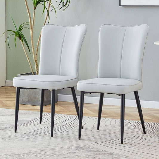 Chic Gray PU Chairs - Sleek 2-Piece Set for Any Space