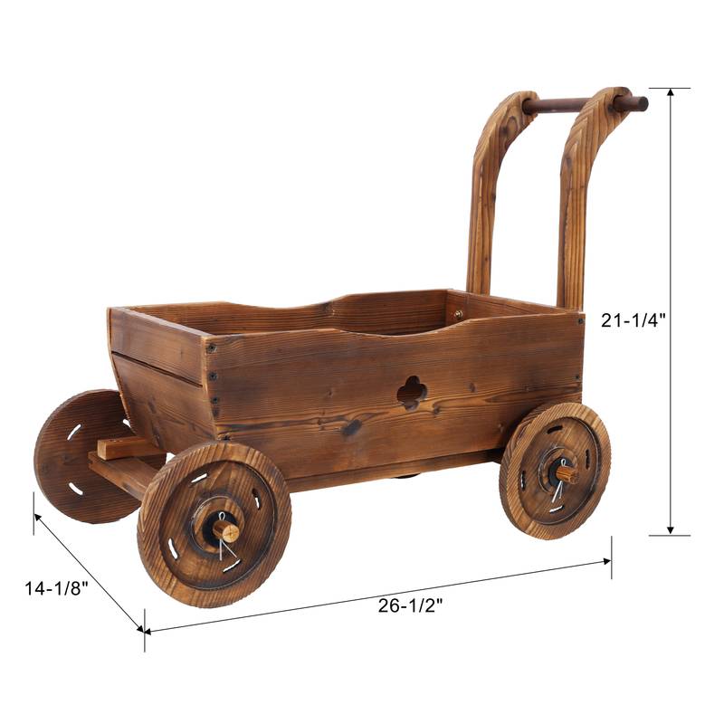 Rolling Wooden Garden Cart