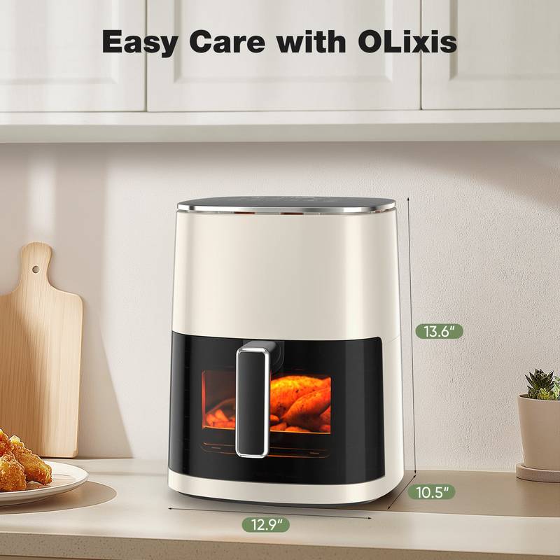 Versatile Beige Air Fryer with Window - Cook, Roast, Bake & More!