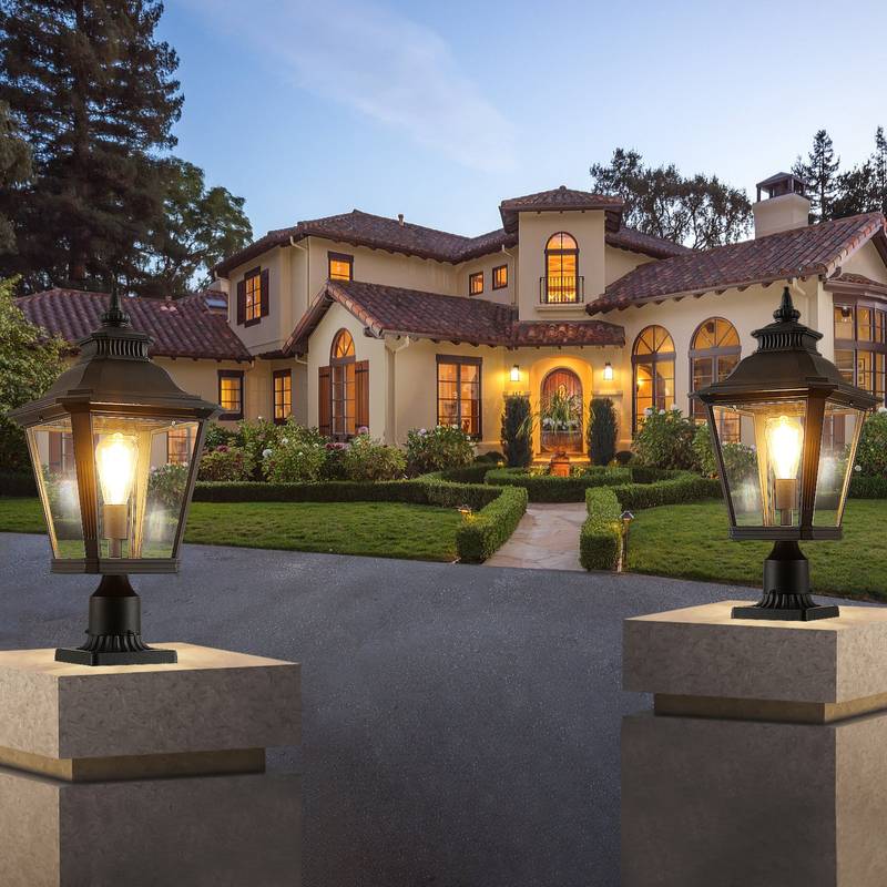 Illuminate Your Outdoors: Versatile Glass Column Lights (Set of Two)