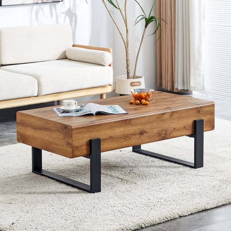 Chic Rustic Coffee Table with Metal Legs