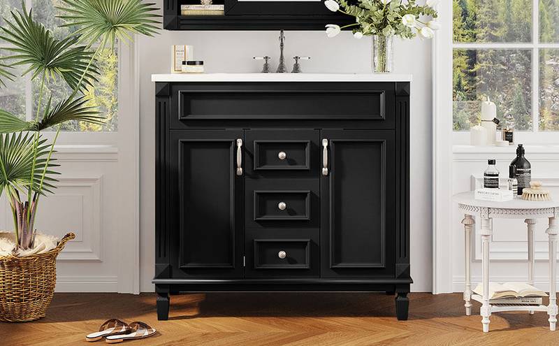 Sleek Modern Bathroom Vanity with Soft Close Doors and Drawers