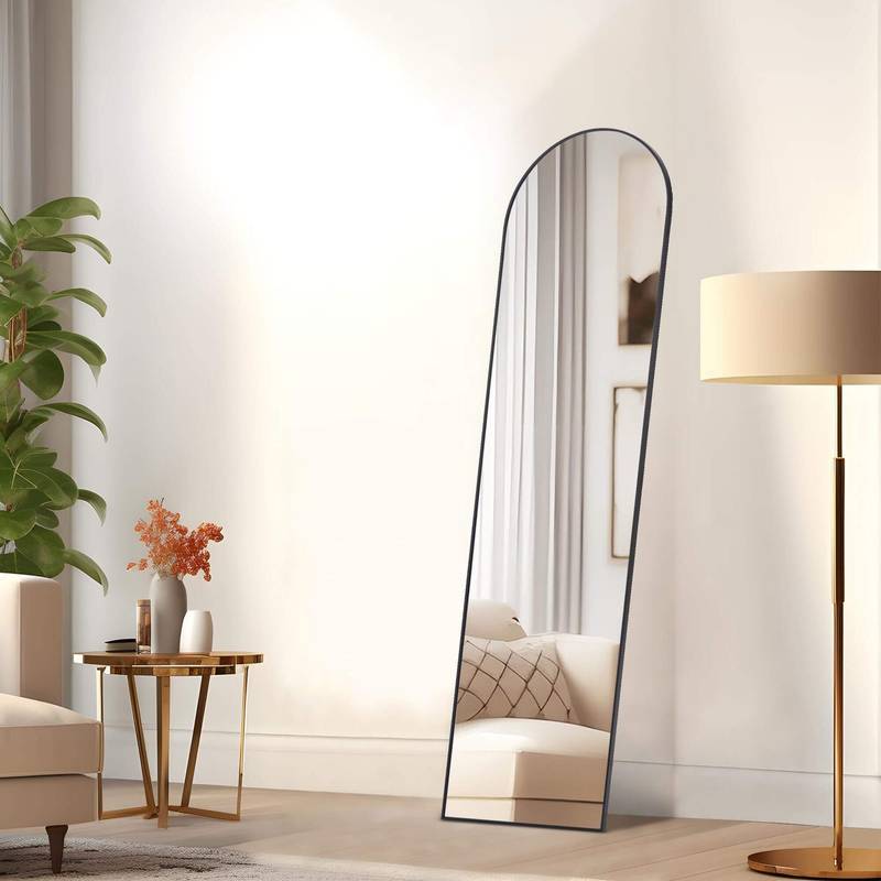 Sleek Black Standing Mirror
