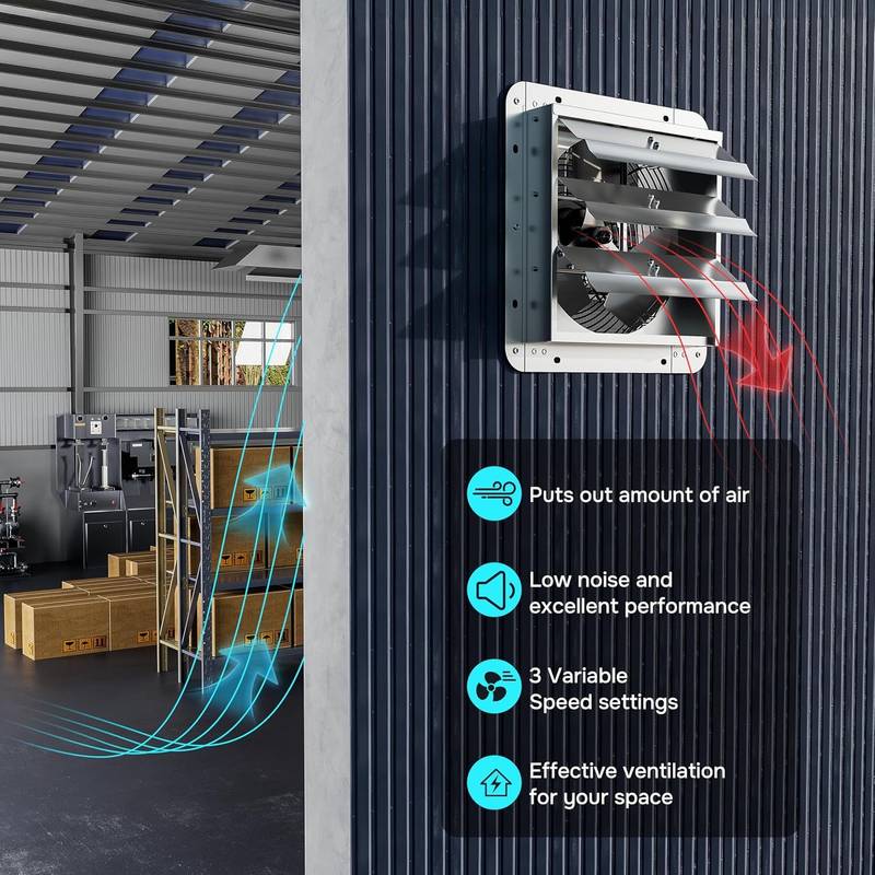 Powerful Wall-Mounted Exhaust Fan with Speed Control for Attics and Garages