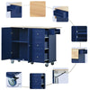 Blue Rolling Kitchen Island with Drop Leaf & Storage