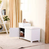 Cozy White Shoe Storage Bench with Cushion and Adjustable Drawer