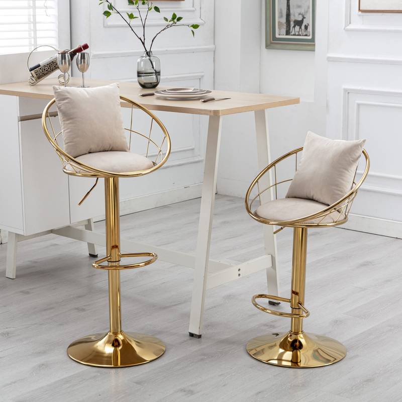 Chic Velvet Bar Chairs - Gold Elegance & Style!