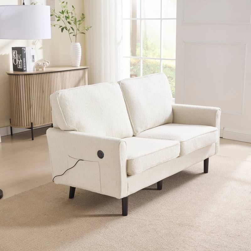COOLMORE USB Loveseat Sofa - Cozy Mid-Century Style for Any Space