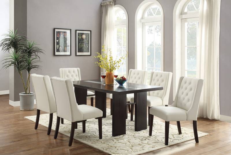 Chic White Tufted Faux Leather Dining Chairs - Set of Two