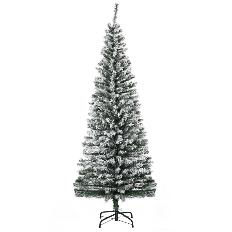 Charming Snow-Flocked Slim Christmas Tree