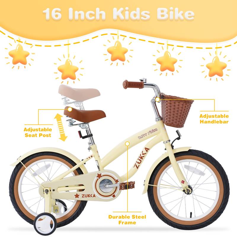 Colorful Girls' Bike with Training Wheels for Ages 4-7