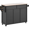 Versatile Kitchen Cart with Rubber Wood Top and Smart Storage