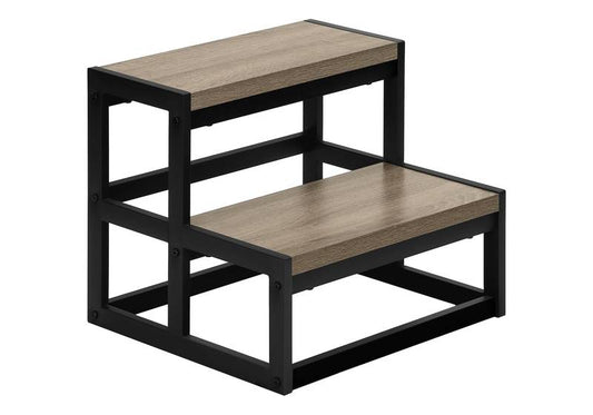 Chic Black Metal Step Stool with Dark Taupe Finish