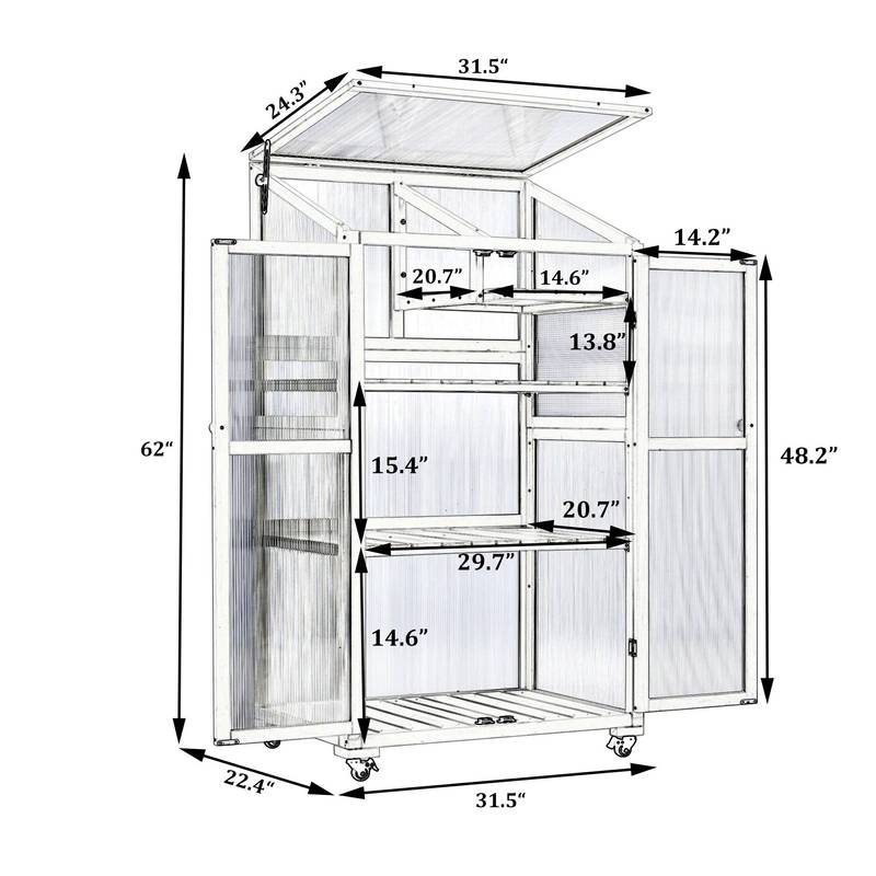 EasyMove Greenhouse: Portable Wooden Oasis with Adjustable Shelves