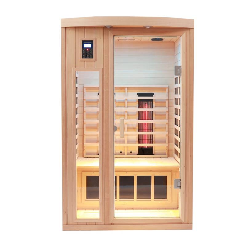 Cozy Hemlock Infrared Sauna with Mood Lighting and Bluetooth