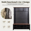 Chic Farmhouse Entryway Bench with Hooks & Shelves