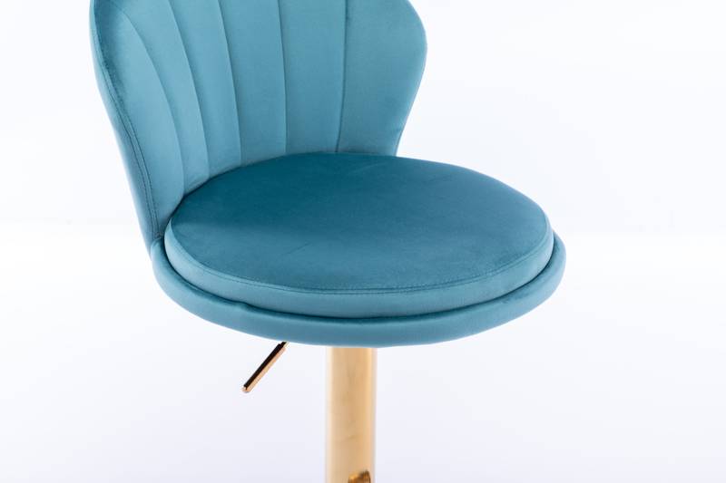 Chic Swivel Bar Stools with Velvet Touch and Gold Accents - Baby Blue Duo