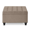 Chic Linen Storage Ottoman with Stylish Button Tufting