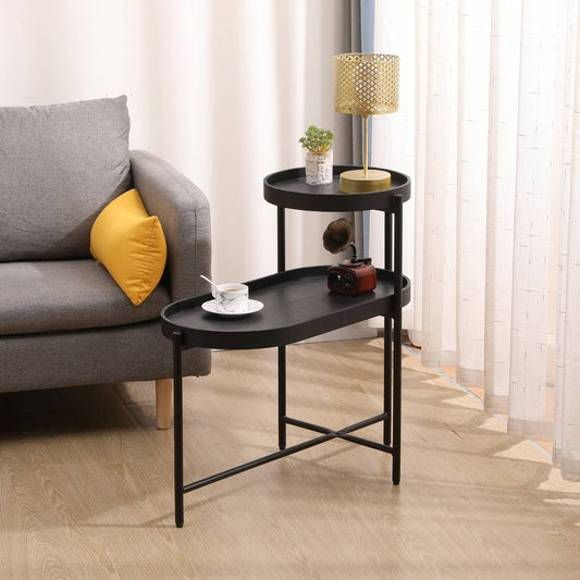 Chic Black Storage Side Table for Living Room