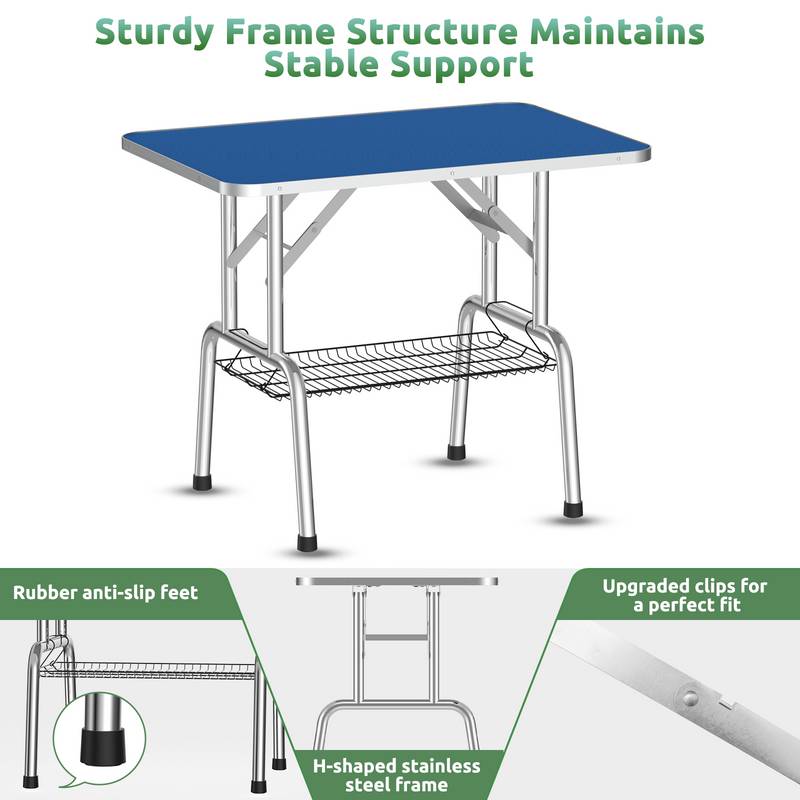 Portable Grooming Table for Dogs - Foldable with Adjustable Arm and Mesh Storage