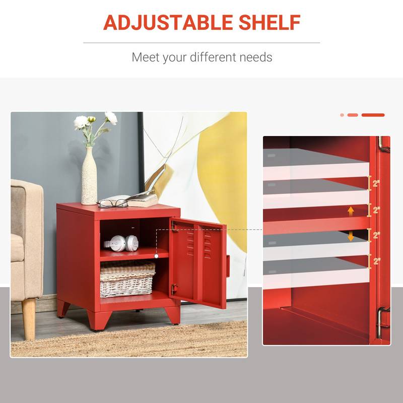 Chic Red Locker End Table
