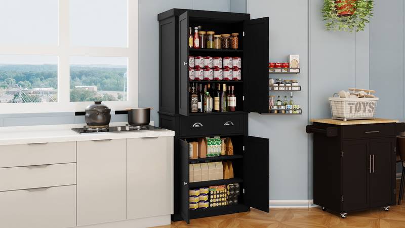 Chic Pantry Cabinet with Custom Shelves