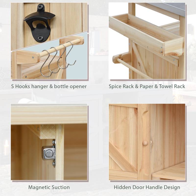 Farmhouse Rolling BBQ Bar & Storage Island