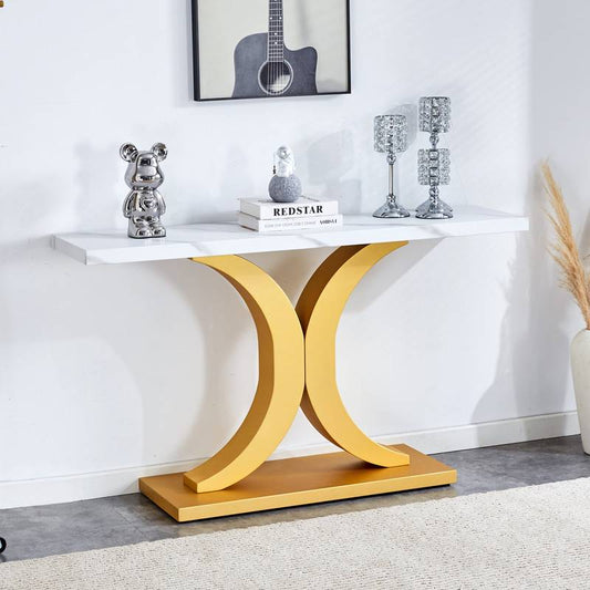 Elegant White & Gold Foyer Table