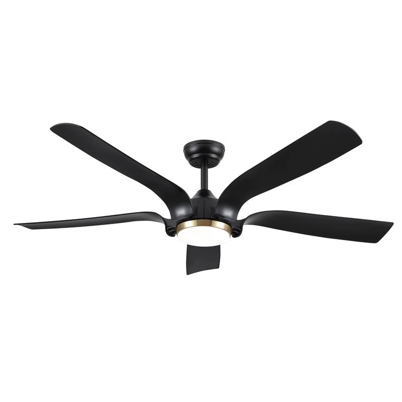 Smart Ceiling Fan with Sleek Matte Black Finish and Antique Brown Blades