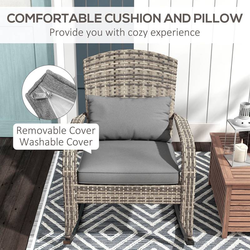Cozy Wicker Rocking Chair for Outdoor Relaxation