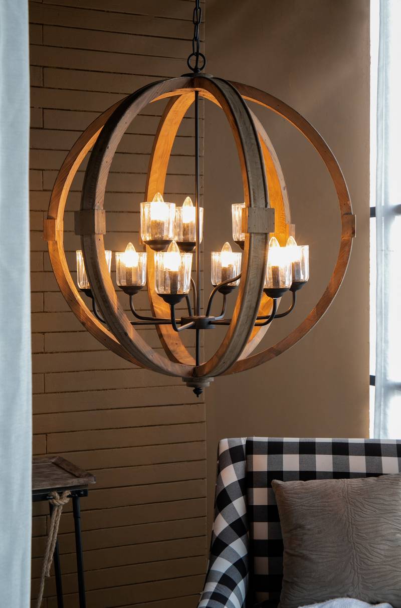 Wooden Glow Chandelier – Stylish Hanging Light for Any Space