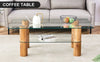 Sleek Dual-Layer Glass Coffee Table with Wooden Accents