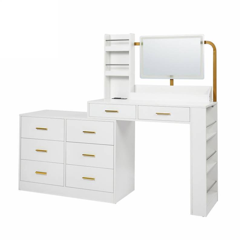 Sleek White 8-Drawer Dresser - Stylish Storage Solution for Your Bedroom