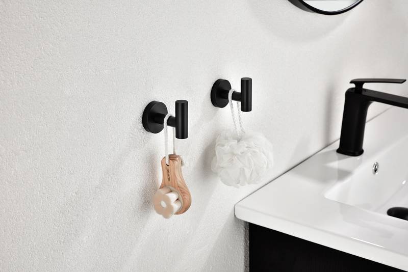 Sleek Black Wall Hooks - No Drill, Stylish & Functional!